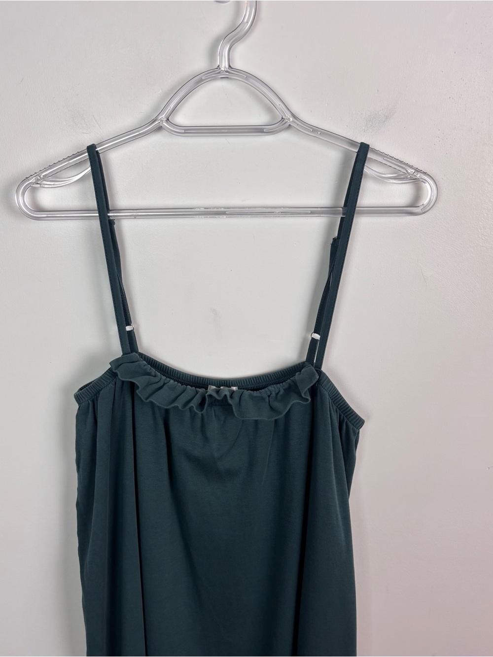 LAKE Pajama Ruffle Midi Nightgown Pima Cotton Ruffle Forest Green Size Large - Picture 3 of 7